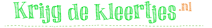 Het logo van Krijg de Kleertjes, een webwinkel waar je oude kinderkleding kunt ruilen voor kinderkleding van andere. 
