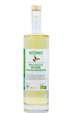 Biologische oude graanjenever van de 100% biologisch gecertificeerde distillerder Biospiritis. 